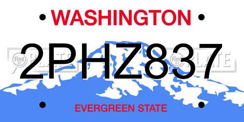 2PHZ837 Washington License Plate