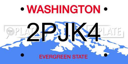2PJK4 Washington License Plate
