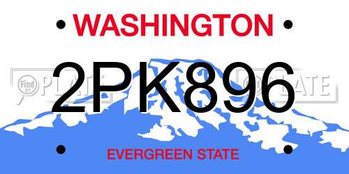 2PK896 Washington License Plate