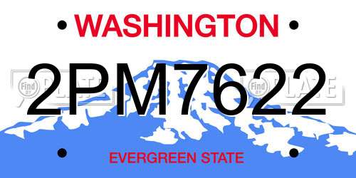 2PM7622 Washington License Plate