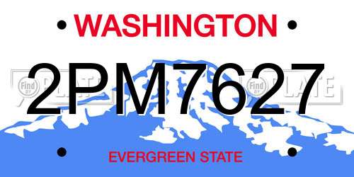 2PM7627 Washington License Plate