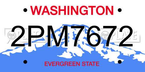 2PM7672 Washington License Plate