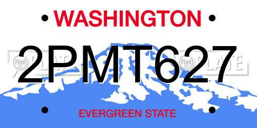 2PMT627 Washington License Plate