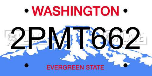 2PMT662 Washington License Plate