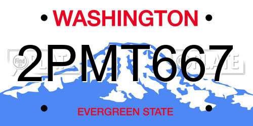 2PMT667 Washington License Plate