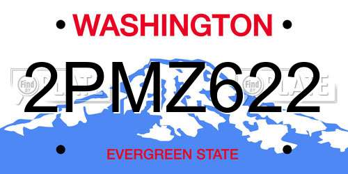 2PMZ622 Washington License Plate