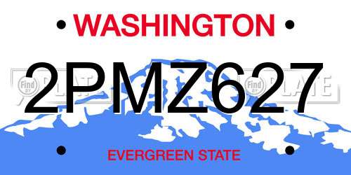 2PMZ627 Washington License Plate