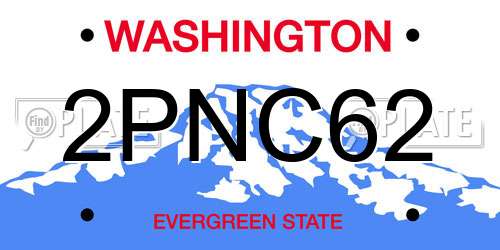 2PNC62 Washington License Plate