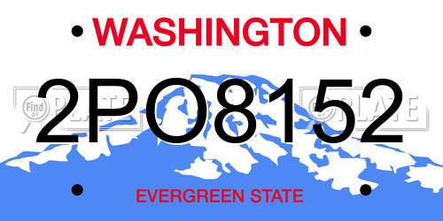 2PO8152 Washington License Plate