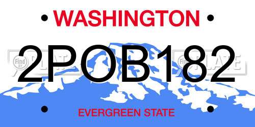 2POB182 Washington License Plate