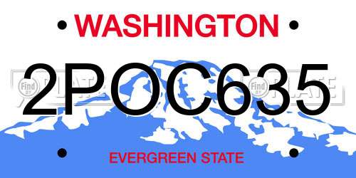 2POC635 Washington License Plate