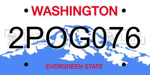 2POG076 Washington License Plate