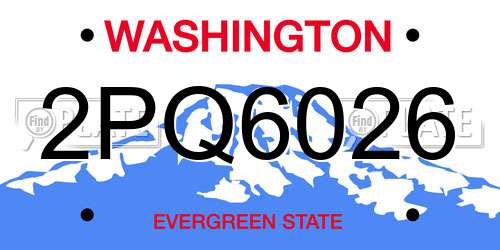2PQ6026 Washington License Plate