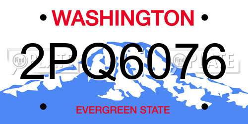 2PQ6076 Washington License Plate