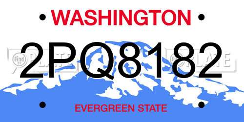 2PQ8182 Washington License Plate