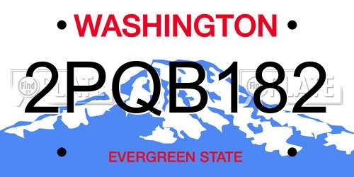 2PQB182 Washington License Plate