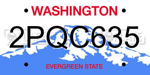 2PQC635 Washington License Plate