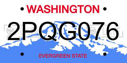2PQG076 Washington License Plate
