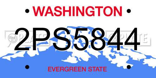 2PS5844 Washington License Plate