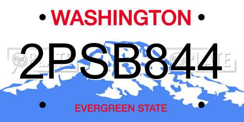 2PSB844 Washington License Plate