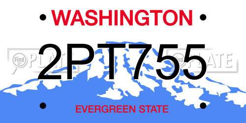 2PT755 Washington License Plate