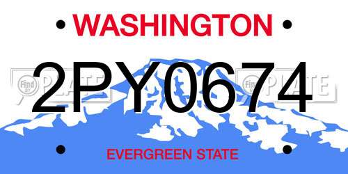 2PY0674 Washington License Plate
