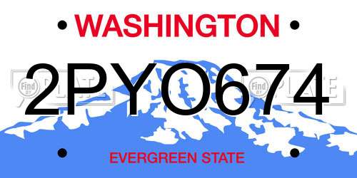 2PYO674 Washington License Plate