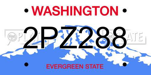 2PZ288 Washington License Plate