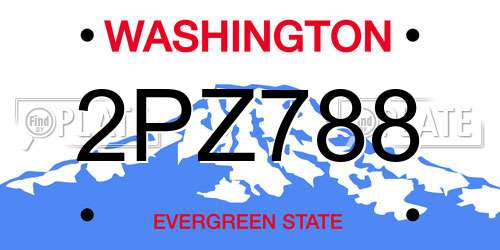 2PZ788 Washington License Plate