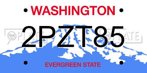 2PZT85 Washington License Plate