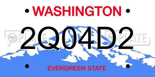 2Q04D2 Washington License Plate