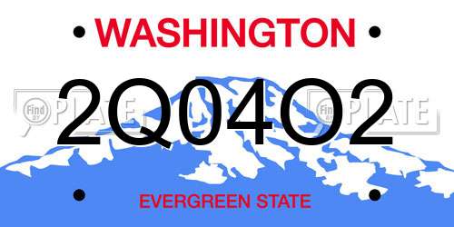 2Q04O2 Washington License Plate