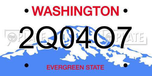 2Q04O7 Washington License Plate
