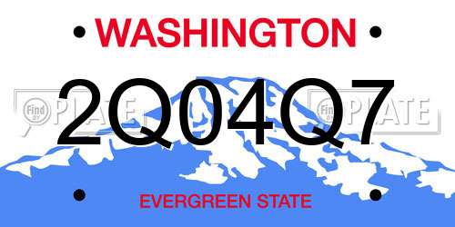 2Q04Q7 Washington License Plate