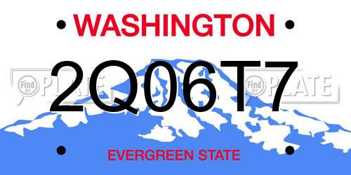 2Q06T7 Washington License Plate
