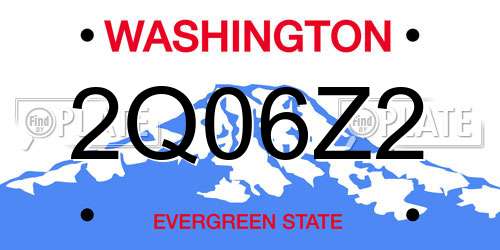 2Q06Z2 Washington License Plate
