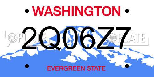 2Q06Z7 Washington License Plate