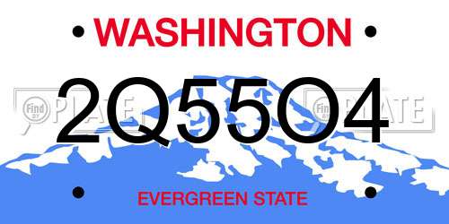 2Q55O4 Washington License Plate