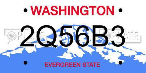 2Q56B3 Washington License Plate