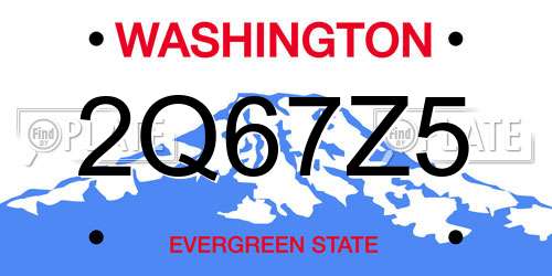 2Q67Z5 Washington License Plate