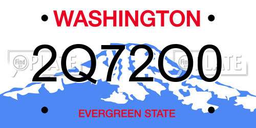 2Q72O0 Washington License Plate