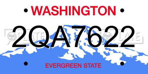 2QA7622 Washington License Plate