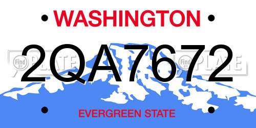 2QA7672 Washington License Plate