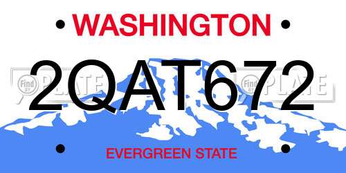 2QAT672 Washington License Plate