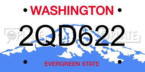 2QD622 Washington License Plate