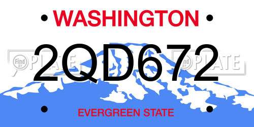 2QD672 Washington License Plate