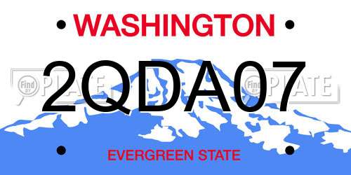 2QDA07 Washington License Plate