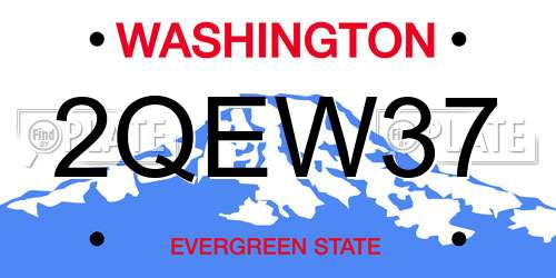 2QEW37 Washington License Plate