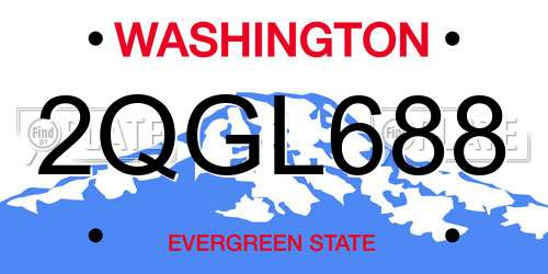 2QGL688 Washington License Plate