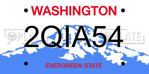 2QIA54 Washington License Plate